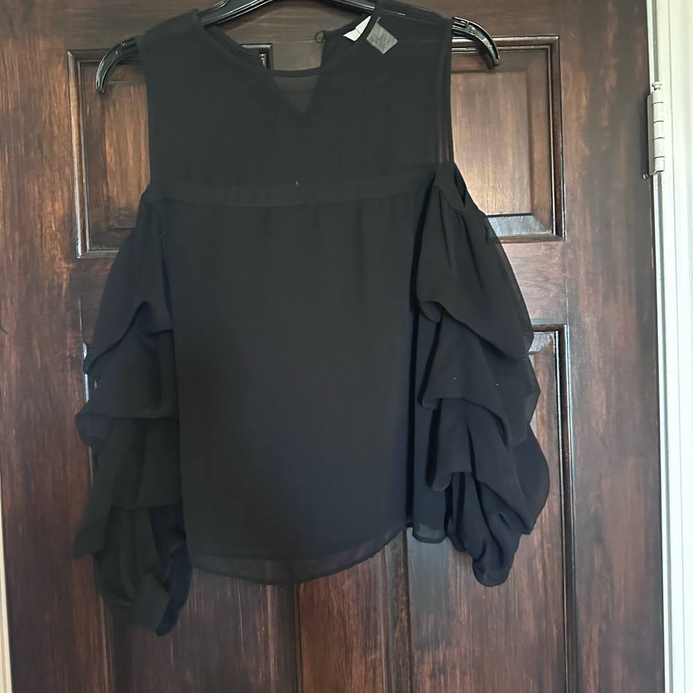 Elegant Black Ruffle Sleeve Top